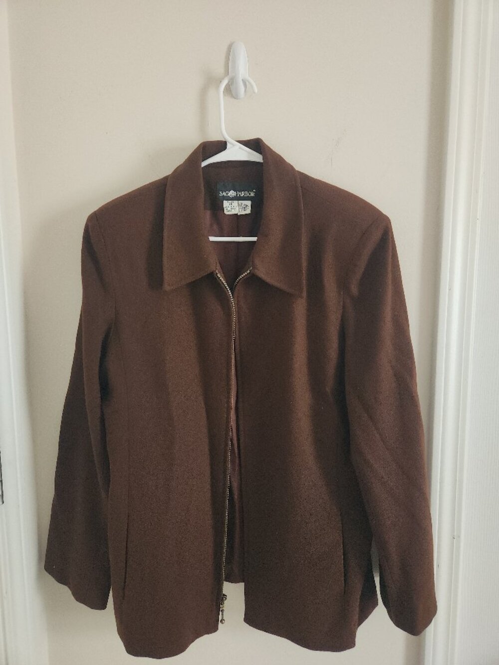 Sag Harbor Brown Wool Collared Coat Size 14